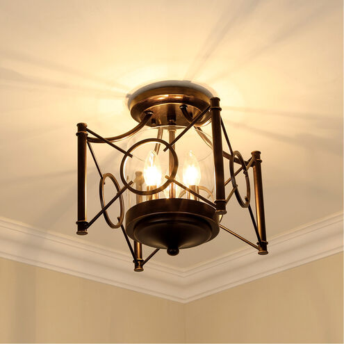 Quincy 3 Light 11 inch Cordoban Bronze Semi-flush Ceiling Light